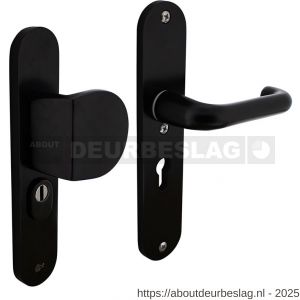 Intersteel Living 3796 SKG3 veiligheidsbeslag ovaal 250x50 mm greep-kruk Rond met veerconstructie profielcilindergat 55 mm met kerntrekbeveiliging zwart - R26008288 - afbeelding 1