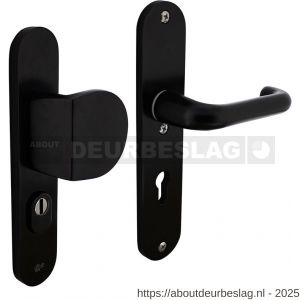 Intersteel Living 3796 SKG3 veiligheidsbeslag ovaal 250x50 mm greep-kruk Rond met veerconstructie profielcilindergat 72 mm met kerntrekbeveiliging zwart - R26008289 - afbeelding 1