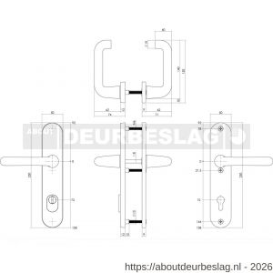 Intersteel Living 3797 SKG3 veiligheidsbeslag ovaal 250x50 mm kruk-kruk Rond met veerconstructie profielcilindergat 72 mm met kerntrekbeveiliging zwart - R26008291 - afbeelding 2