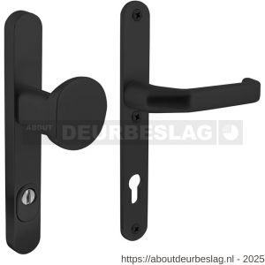 Intersteel Living 3798 SKG3 veiligheidsbeslag ovaal smal 250x35 mm greep-kruk Verkropt met veerconstructie profielcilindergat 92 mm met kerntrekbeveiliging zwart - R26009938 - afbeelding 1