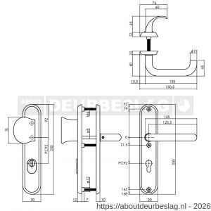 Intersteel Living 3960 SKG3 veiligheidsbeslag ovaal 250x50 mm greep-kruk Rond profielcilindergat 92 mm met kerntrekbeveiliging structuur zwart - R26007029 - afbeelding 2
