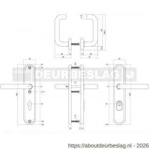 Intersteel Living 3961 SKG3 veiligheidsbeslag ovaal 250x50 mm kruk-kruk Rond profielcilindergat 92 mm met kerntrekbeveiliging structuur zwart - R26008297 - afbeelding 2
