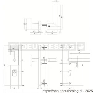 Intersteel Living 3962 SKG3 veiligheidsbeslag rechthoekig 250x50 mm greep-kruk Jura profielcilindergat 55 mm met kerntrekbeveiliging structuur zwart - R26008299 - afbeelding 2