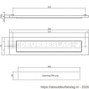 Intersteel Living 4000 briefplaat rechthoekig 340x75 mm met klep-regenrand structuur zwart - R26007308 - afbeelding 2
