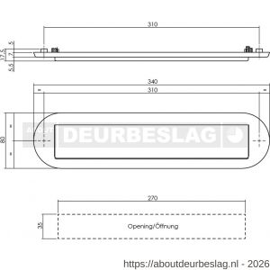 Intersteel Living 4000 briefplaat ovaal 340x80 mm met klep-regenrand structuur zwart - R26007310 - afbeelding 2