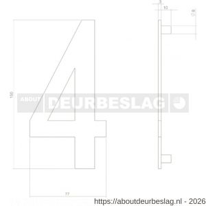 Intersteel Living 4020 huisnummer 4 150 mm RVS-structuur zwart - R26006820 - afbeelding 2