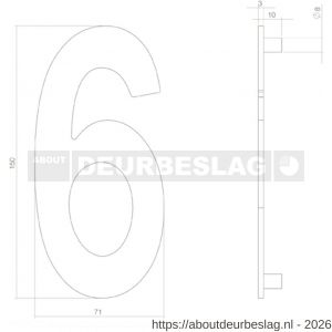 Intersteel Living 4020 huisnummer 6 150 mm RVS-structuur zwart - R26006822 - afbeelding 2