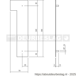 Intersteel Living 4021 huisnummer 1 XL hoogte 300 mm RVS structuur zwart - R26009177 - afbeelding 2
