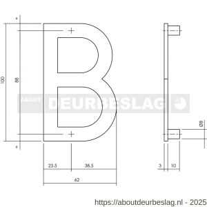 Intersteel Living 4026 huisletter B 100 mm RVS structuur zwart - R26009942 - afbeelding 2