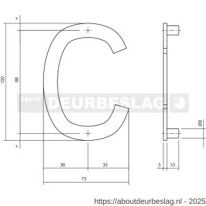 Intersteel Living 4026 huisletter C 100 mm RVS structuur zwart - R26009943 - afbeelding 2