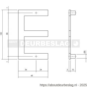 Intersteel Living 4026 huisletter E 100 mm RVS structuur zwart - R26009945 - afbeelding 2