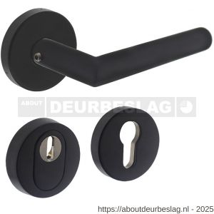 Intersteel Living 4057 set achterdeurbeslag rond deurkruk Jura met massieve rozetten en SKG3 veiligheidsrozetten structuur zwart - R26009689 - afbeelding 1