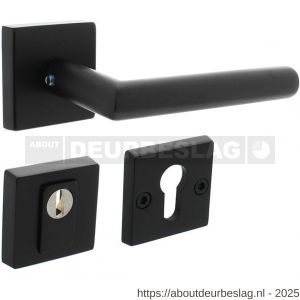 Intersteel Living 4057 set achterdeurbeslag vierkant deurkruk Jura met massieve rozetten en SKG3 veiligheidsrozetten structuur zwart - R26009691 - afbeelding 1