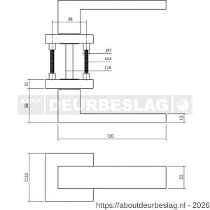 Intersteel Living 4057 set achterdeurbeslag vierkant Amsterdam met massieve rozetten structuur zwart - R26010660 - afbeelding 2