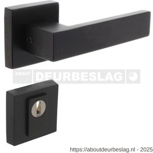 Intersteel Living 4057 set achterdeurbeslag vierkant Amsterdam met massieve rozetten en SKG3 veiligheidsrozetten structuur zwart - R26010661 - afbeelding 1