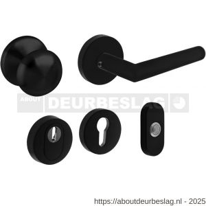 Intersteel Living 4057 set voordeurbeslag rond voordeurknop SKG rozetten deurbel en deurkruk op rozet structuur zwart - R26009949 - afbeelding 1