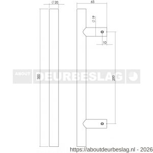 Intersteel Living 4324 deurgreep per stuk T-vorm 300x65x20 mm hart op hart 200 mm structuur zwart - R26007753 - afbeelding 2