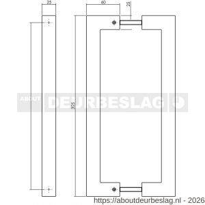 Intersteel Living 4330 deurgrepen per paar vierkant 325x60x25 mm hart op hart 300 mm RVS structuur zwart - R26010331 - afbeelding 2