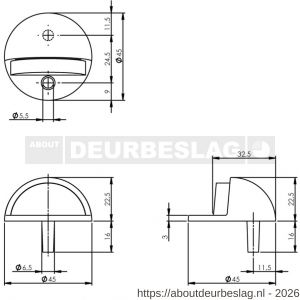 Intersteel Living 4420 deurstop bolrond diameter 45x22 mm vloermontage zwart - R26000979 - afbeelding 2