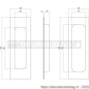 Intersteel Living 4476 schuifdeurkom rechthoekig 120x40 mm verdekt zwart - R26008310 - afbeelding 2