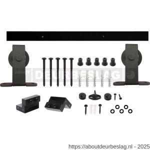 Intersteel Living 4501 schuifdeursysteem 2x1 meter met hangrollen recht top 130 mm zwart - R26008311 - afbeelding 1
