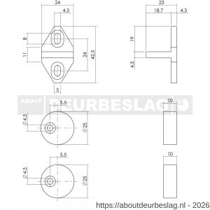 Intersteel Living 4501 set geleide- en afstandhouders voor schuifdeursysteem met bevestiging zwart - R26008313 - afbeelding 2