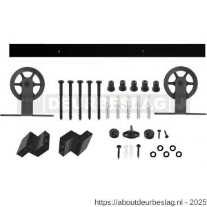 Intersteel Living 4501 schuifdeursysteem 2x1 meter met hangrollen spaakwiel top 170 mm zwart - R26008324 - afbeelding 1
