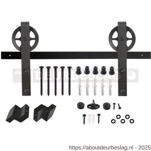Intersteel Living 4501 schuifdeursysteem 2x1 meter met hangrollen spaakwiel 340 mm zwart - R26008325 - afbeelding 1