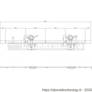 Intersteel Living 4501 schuifdeursysteem 2x1 meter met hangrollen open wiel top 155 mm zwart - R26008326 - afbeelding 2