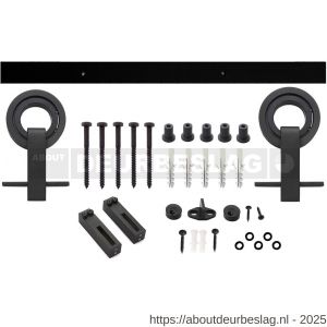 Intersteel Living 4501 schuifdeursysteem 2x1 meter met hangrollen open wiel top 155 mm zwart - R26008326 - afbeelding 1