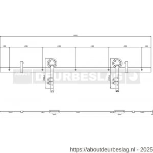Intersteel Living 4501 schuifdeursysteem 2x1 meter met hangrollen open wiel 255 mm zwart - R26008327 - afbeelding 2