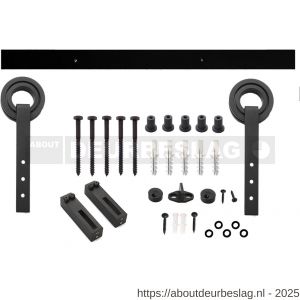 Intersteel Living 4501 schuifdeursysteem 2x1 meter met hangrollen open wiel 255 mm zwart - R26008327 - afbeelding 1
