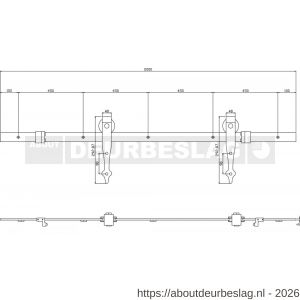 Intersteel Living 4501 schuifdeursysteem 2x1 meter met hangrollen pijlvorm 290 mm zwart - R26008328 - afbeelding 2