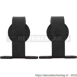 Intersteel Living 4501 set van 2 rollers recht 130 mm voor schuifdeursysteem 450100 met bevestiging staal mat zwart - R26008329 - afbeelding 1