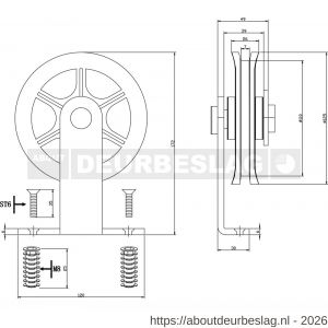 Intersteel Living 4501 set van 2 rollers spaakwiel 170 mm voor schuifdeursysteem 450120 met bevestiging staal mat zwart - R26008330 - afbeelding 2