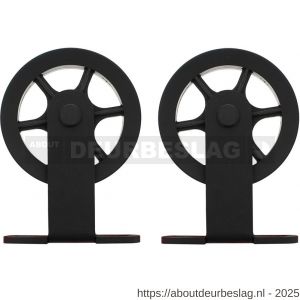 Intersteel Living 4501 set van 2 rollers spaakwiel 170 mm voor schuifdeursysteem 450120 met bevestiging staal mat zwart - R26008330 - afbeelding 1
