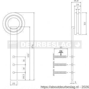 Intersteel Living 4501 set van 2 rollers open wiel 255 mm voor schuifdeursysteem 450123 met bevestiging staal mat zwart - R26008333 - afbeelding 2
