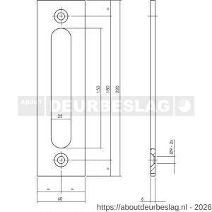 Intersteel Living 4501 schuifdeurkom rechthoekig opschroevend 220x60x6 mm zwart - R26009953 - afbeelding 2
