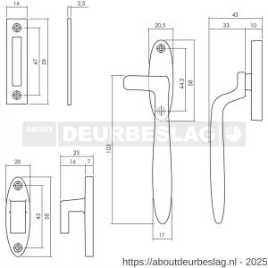 Intersteel Living 5614 raamsluiting Dudok rechts met sluitplaat en sluithaak zwart - R26009207 - afbeelding 2