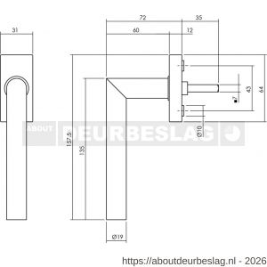 Intersteel Living 6156 raamkruk Jura op stalen rechthoekige rozet stift 7x35 mm RVS structuur zwart - R26010336 - afbeelding 2