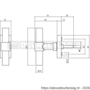 Intersteel Living 6156 raamkruk T-vorm recht op stalen rechthoekige rozet stift 7x35 mm RVS structuur zwart - R26010339 - afbeelding 2