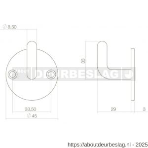 Intersteel Living 6950 jashaak op ronde achterplaat diameter 45 mm zwart - R26009212 - afbeelding 2