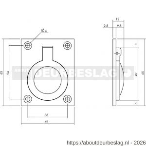 Intersteel Living 7526 luikring recht 65x49 mm zwart - R26009968 - afbeelding 2