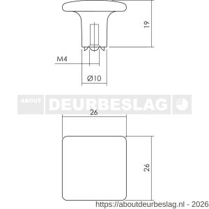 Intersteel Living 8478 meubelknop vierkant vlak 26x26 mm zwart - R26009218 - afbeelding 2