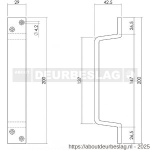 Intersteel Living 8725 handgreep profiel 200x29 mm voor schuifdeur aluminium zwart - R26007502 - afbeelding 2