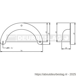 Intersteel Living 8810 schelpgreep komgreep geperst 96x43 mm zwart - R26007804 - afbeelding 2