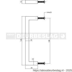 Intersteel Living 8927 meubelgreep vierkant 12x12x140 mm boormaat 128 mm zwart - R26009225 - afbeelding 2