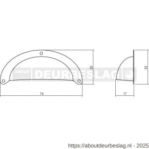 Intersteel Living 8756 komgreep geperst klein messing antiek - R26007844 - afbeelding 2