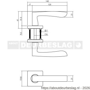 Intersteel 1712 deurkruk gatdeel rechts Minos op rozet verdekt 55x55x10 mm met nokken wit - R26009235 - afbeelding 2
