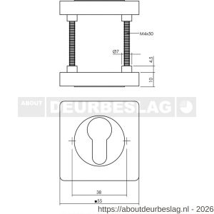 Intersteel Living 3185 cilinderrozetten verdekt 55x55x10 mm met nokken wit - R26011010 - afbeelding 2